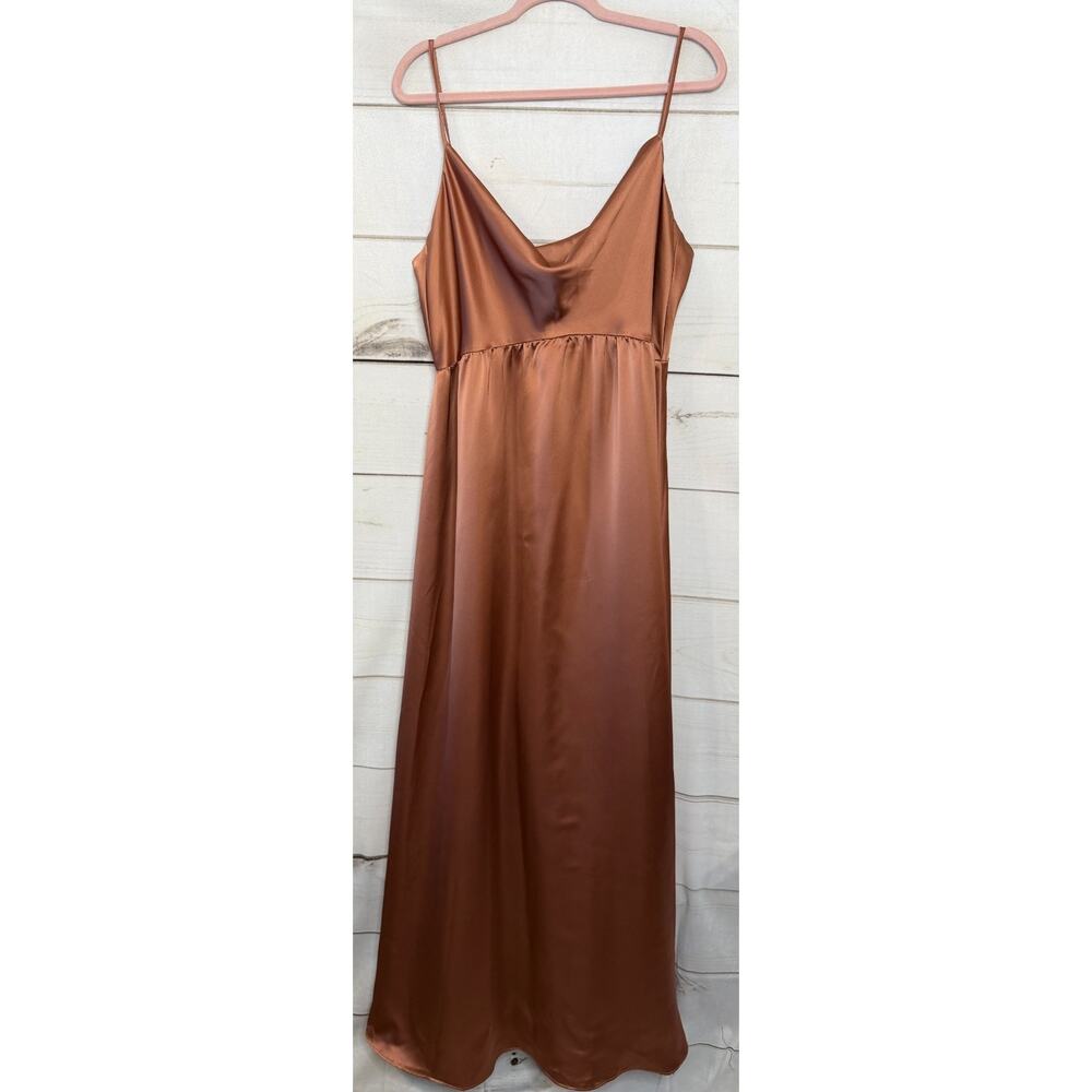 Amsale Formal Maxi Dress 14 Rust Evening Gala Wear Satin‎ Sleeveless